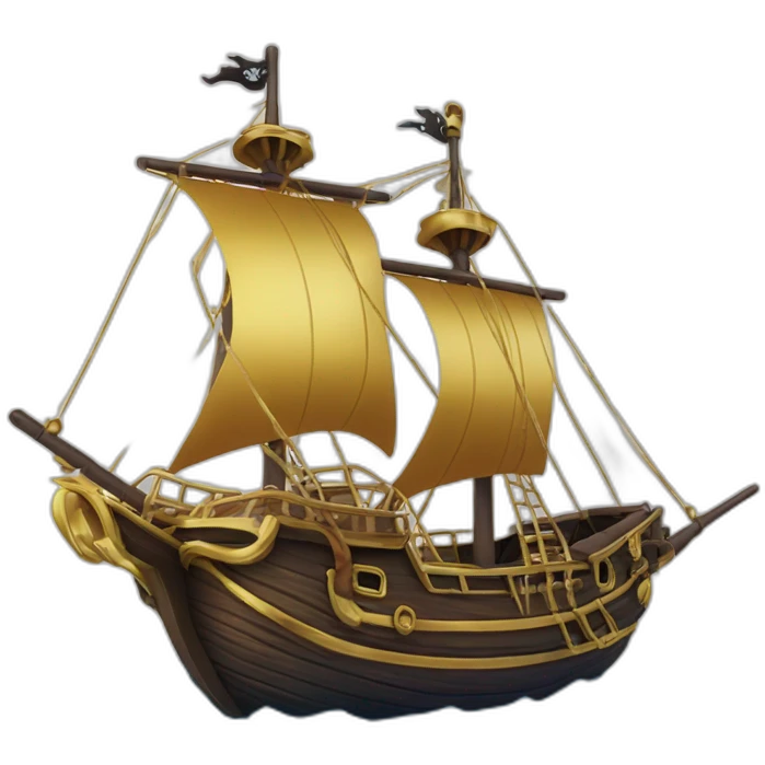Bateau pirate d'or et de diamant 2 mats emoji