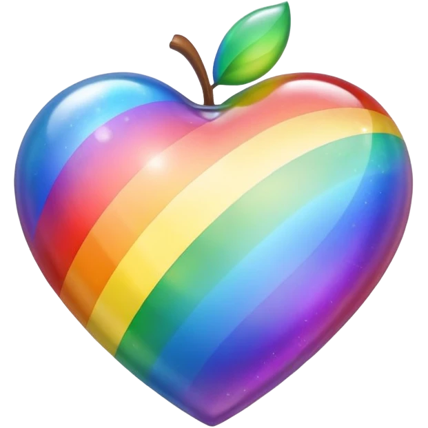 rainbow pride heart with soft rainbow aura, apple emoji style, no text emoji