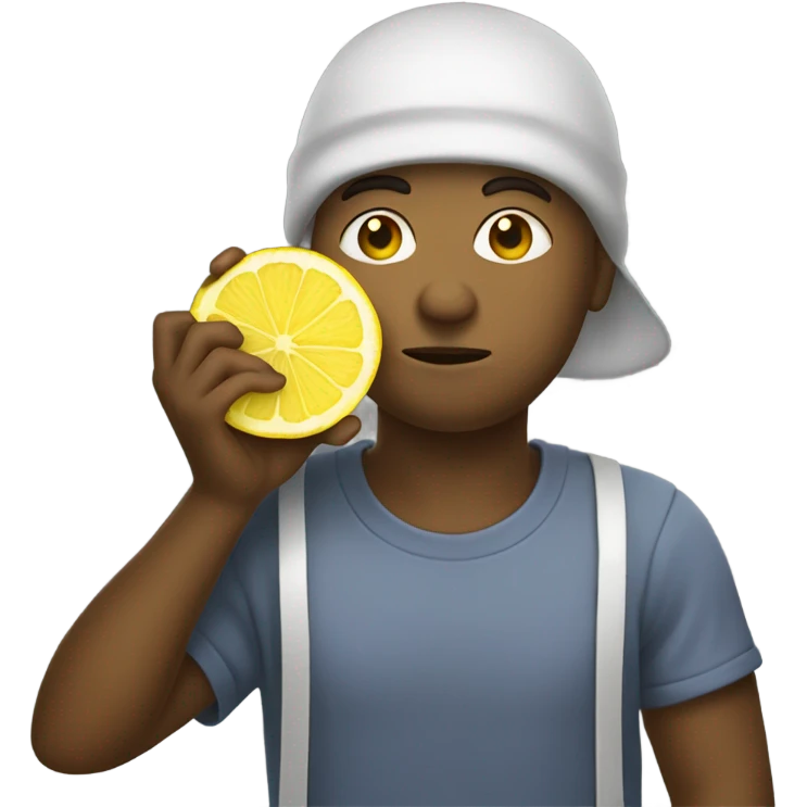 Gay Person drinking a lemon emoji