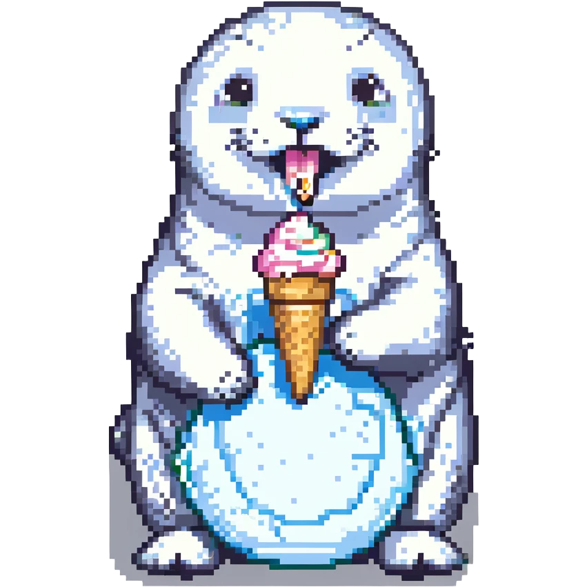happy seal eating ice cream emoji