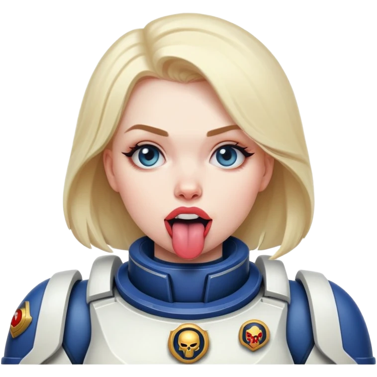 woman space marine wit tongue out and curious face emoji