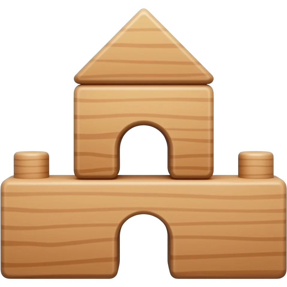 Wooden building block shapes emoji