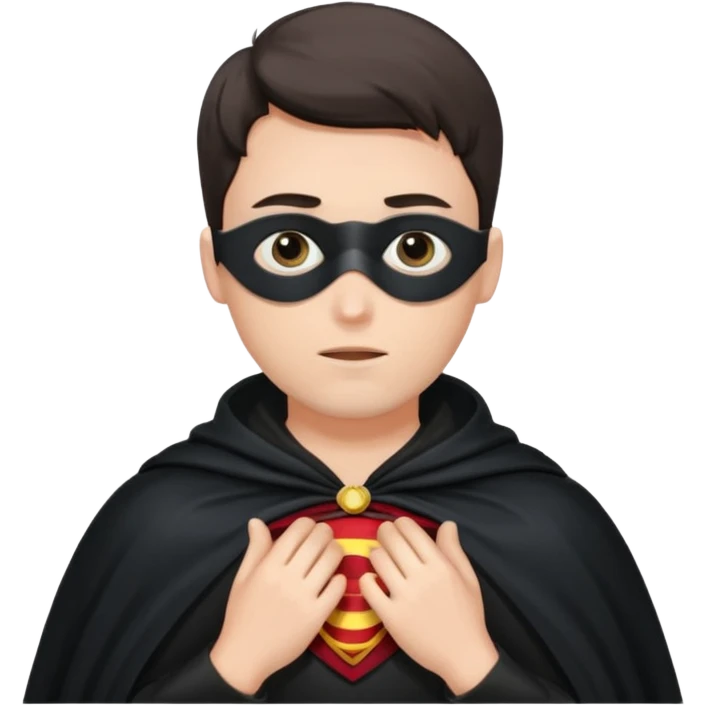 guy holding cape over eyes looking side to side emoji