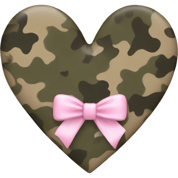 Camouflage heart with a light pink bow emoji