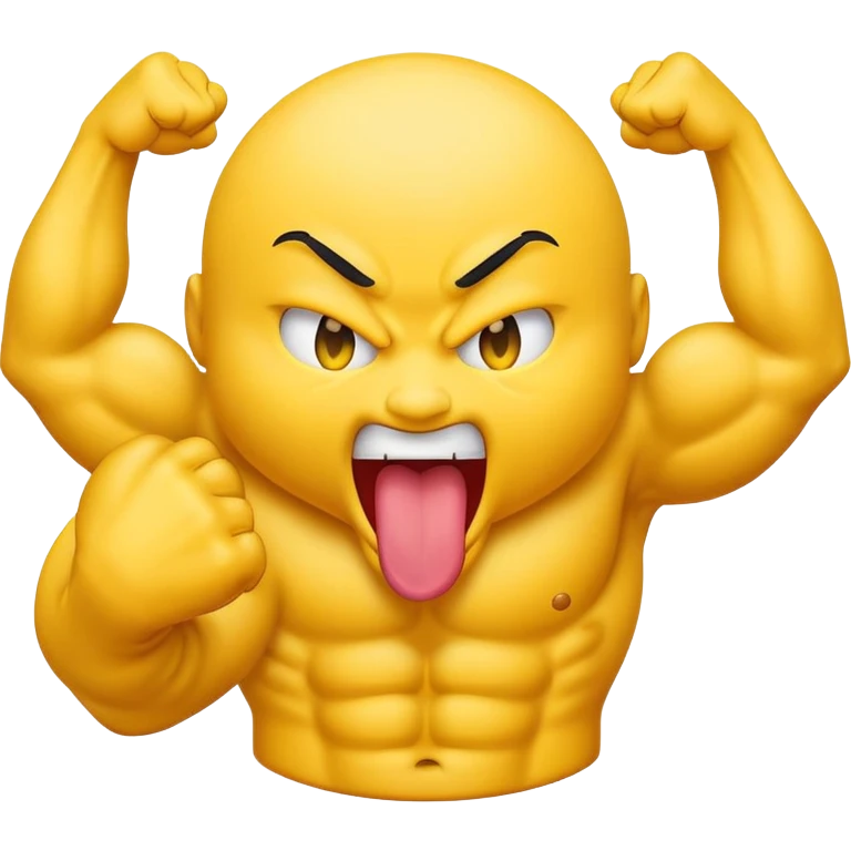 Emoji face sticking tongue out and flexing muscle emoji