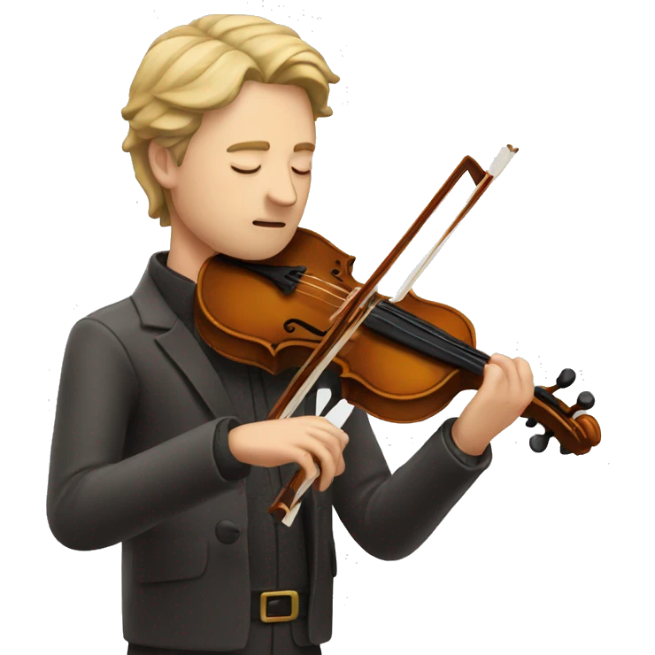 white man playing the violon with eyes closed emoji
