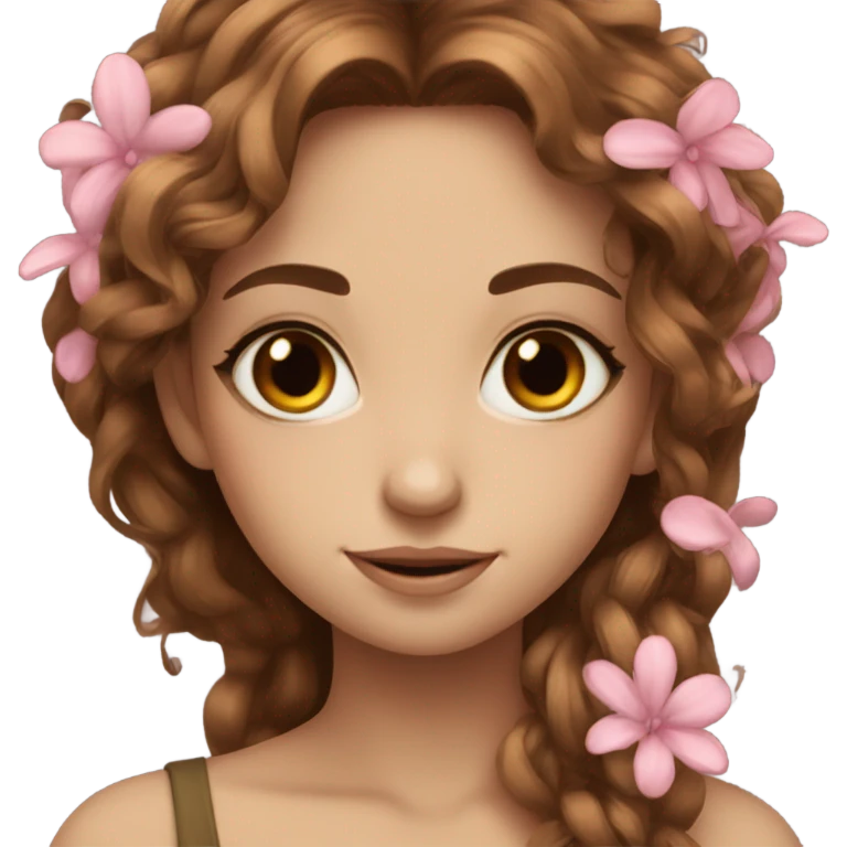 Beautiful fairy brown hair flowers emoji