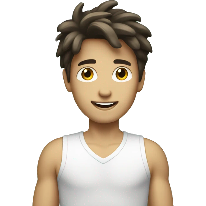 a white boy with dark brown hair and a lot of money using the computer emoji