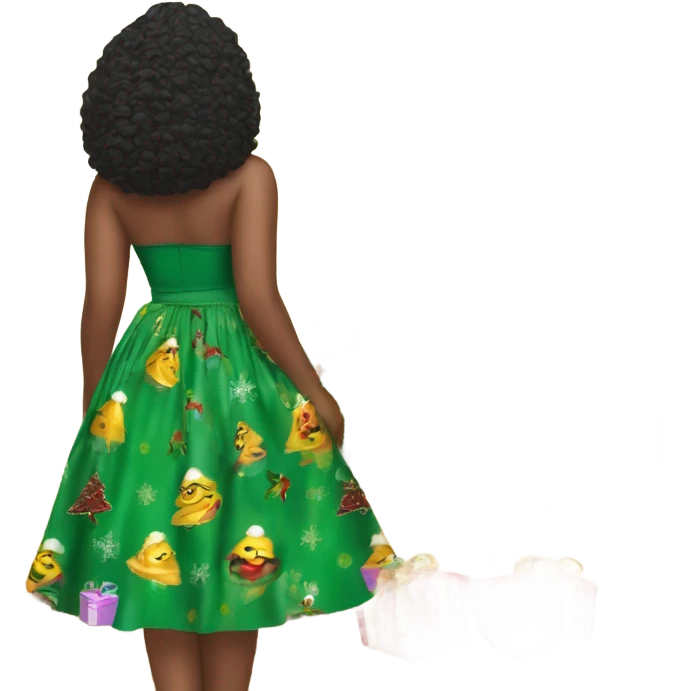 curvy beauty skirt back view Christmas tree emoji