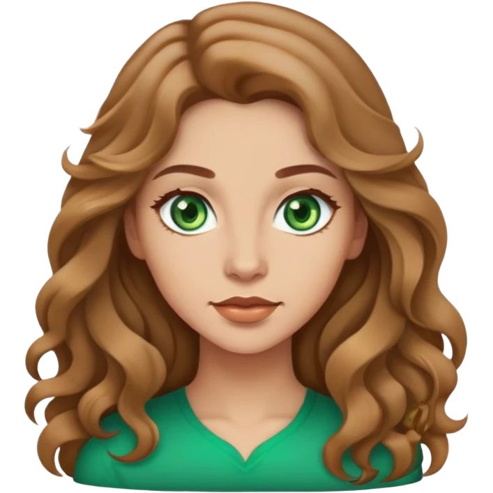 Woman green eyes light brown and wavy long emoji