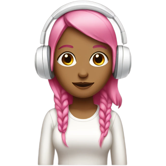 tan girl with pink hair and white headphones emoji