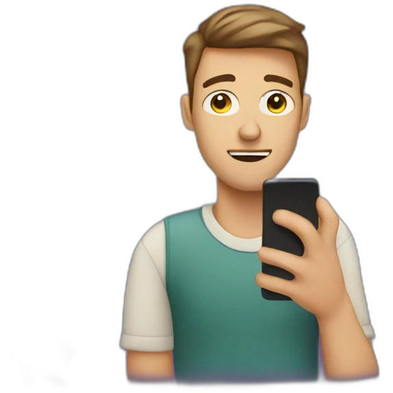 man with starry eyes watching his phone emoji