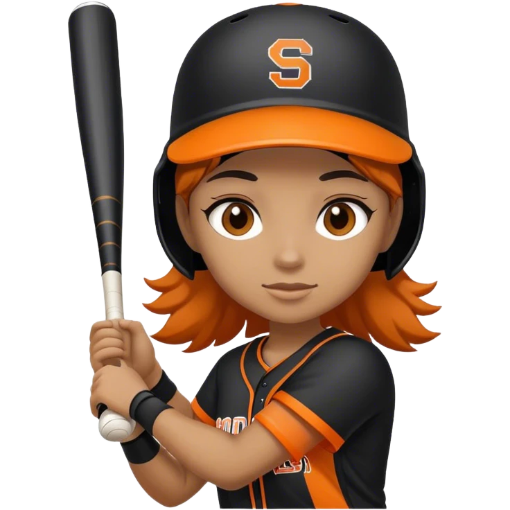 Softball player with black and orange jersey emoji