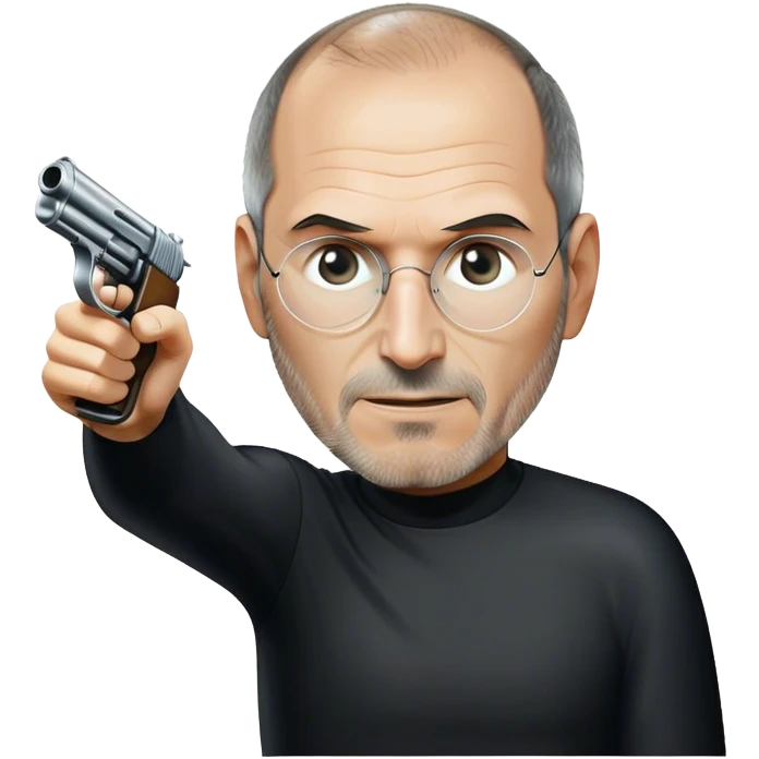 Steve Jobs pointing a gun emoji