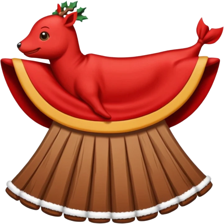 Crear un "Tió de Nadal - Cagatió" tipo Emoji Típico de Cataluña: Es un tronco con dos patas delanteras, una manta roja y marrón a cuadros que lleva una barretina catalana y tiene cara simpática. emoji