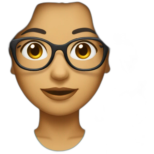 Mulher morena, cabelo medio ondulado, de óculos de grau emoji