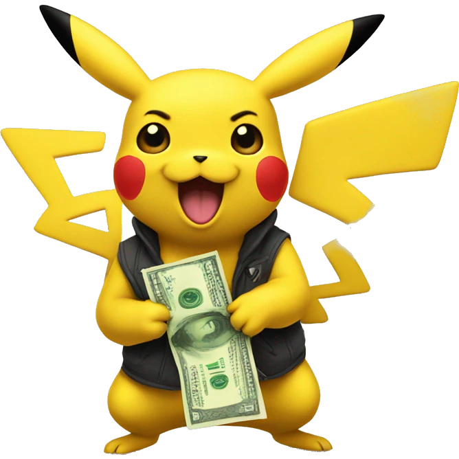 Pikachu doing a money spread emoji