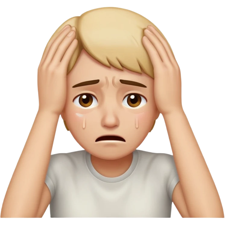 Crying from stress and hands on head emoji