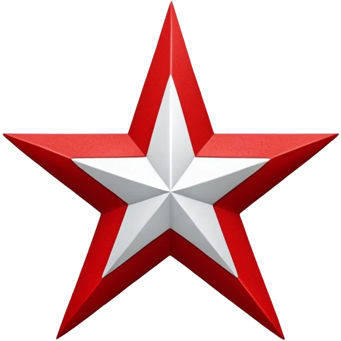 A white dhari (dancers headdress) and a white five pointed star on a black and red background emoji