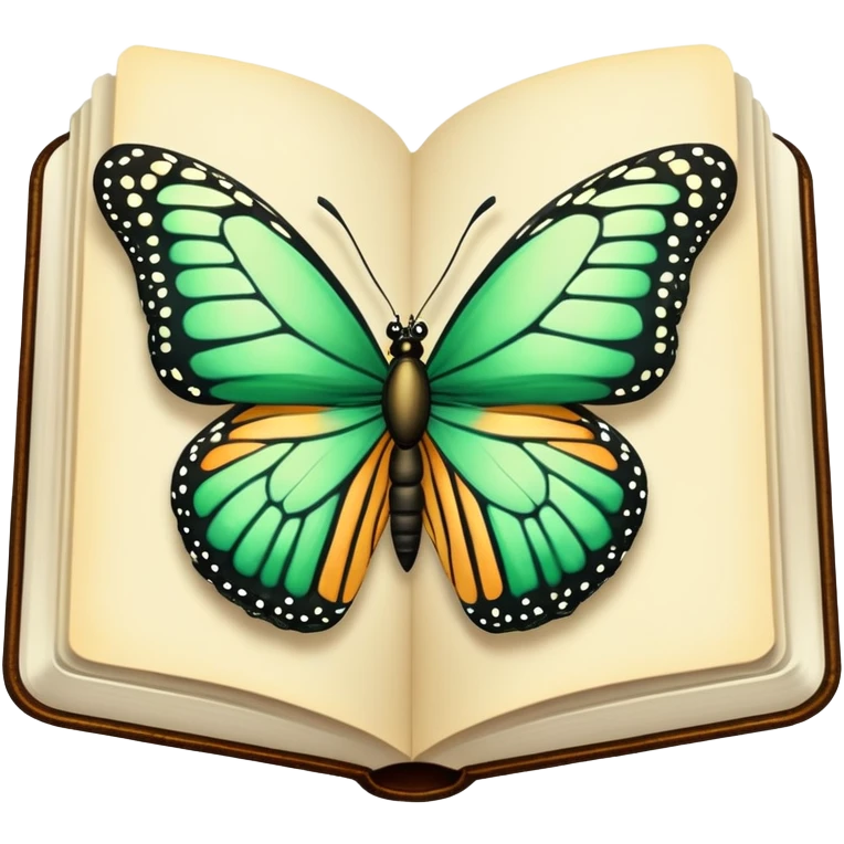 Green book with butterfly  emoji