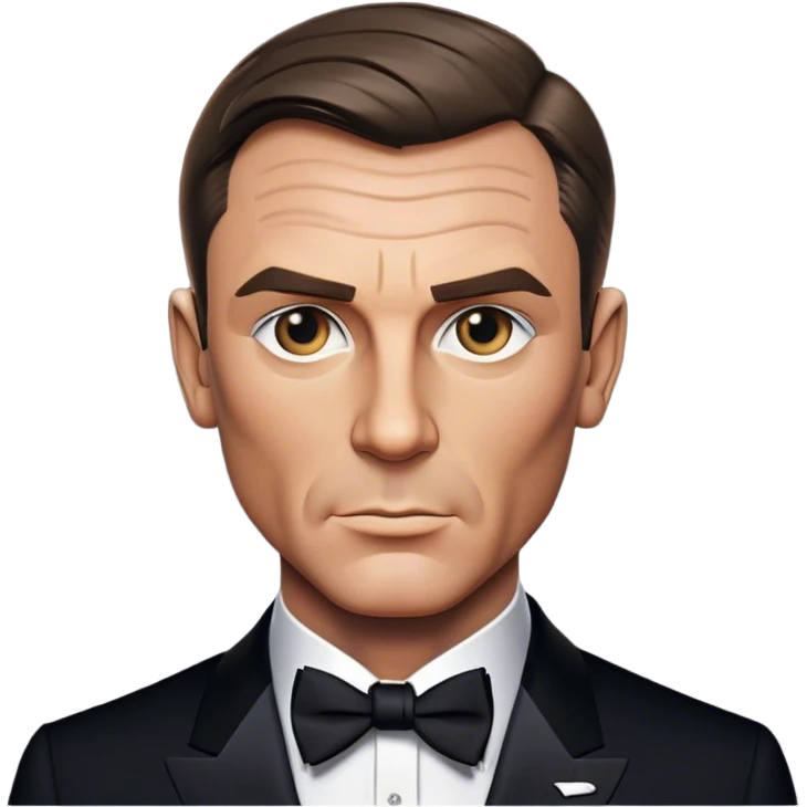 Cinematic Realistic James Bond Pop Culture Emoji, depicted with suave sophistication and dynamic action rendered with crisp details and cinematic lighting that capture his legendary cool. emoji