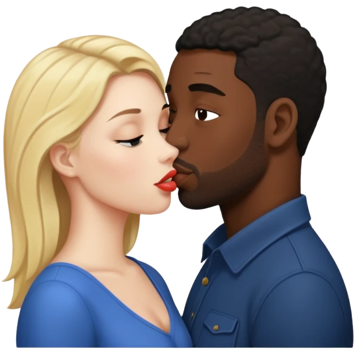 Femme blanche et homme noir qui s’embrasse emoji