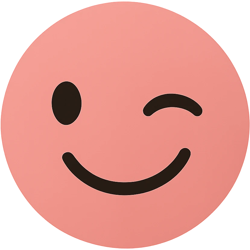 pink face with winking expression emoji, digital illustration emoji