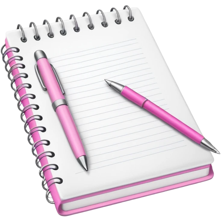white leather notebook with some list on it and a pink pen nearby emoji