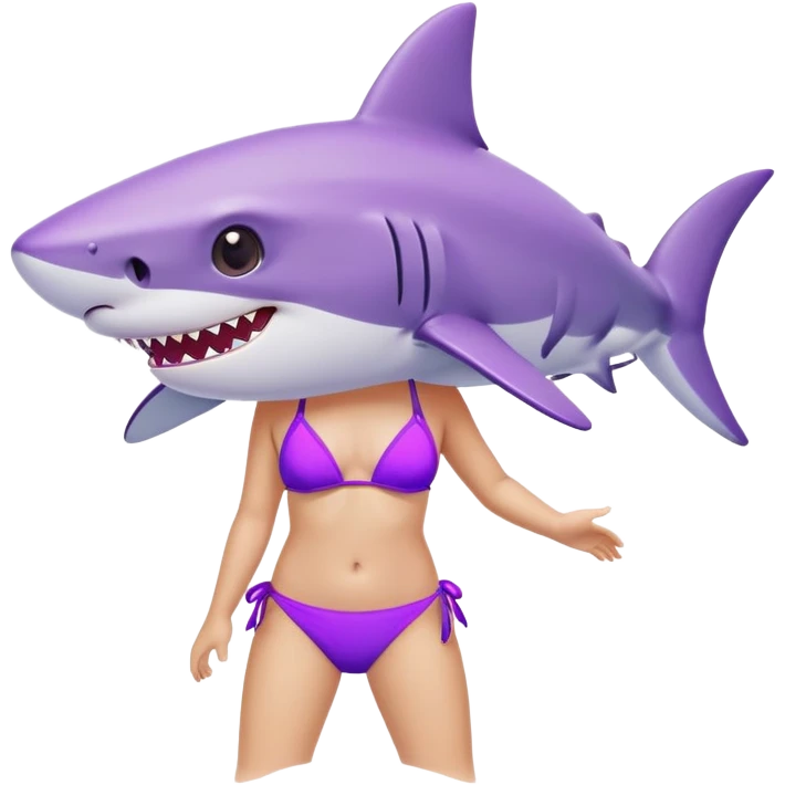Little shark wearing a purple bikini  emoji