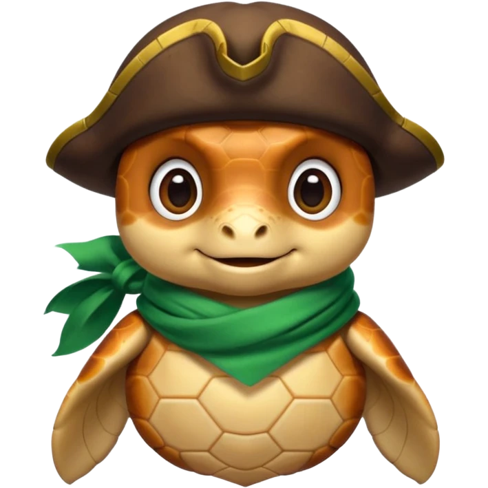 cute sea turtle wearing a gren pirate scarf emoji