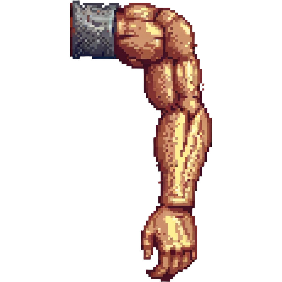 large muscular veiny forearm only, pixel art style, no hand or upper arm visible emoji