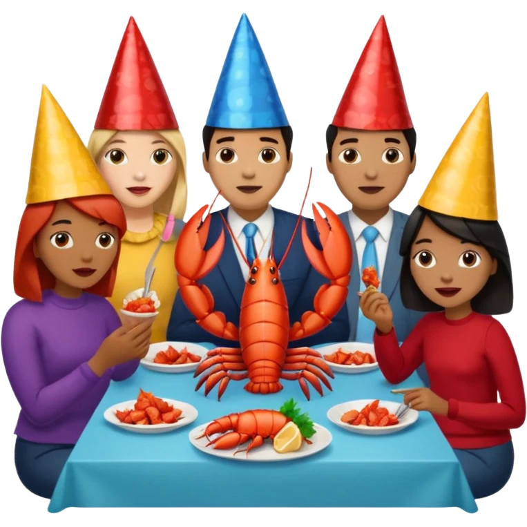 Too many people eating lobster at a family party emoji
