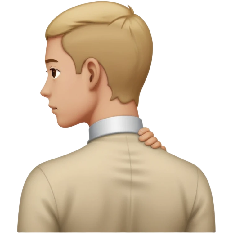 person with strain in the back of their neck. One hand holding the back of the neck emoji