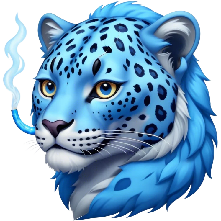 Thecutie blue leopard is smoking emoji