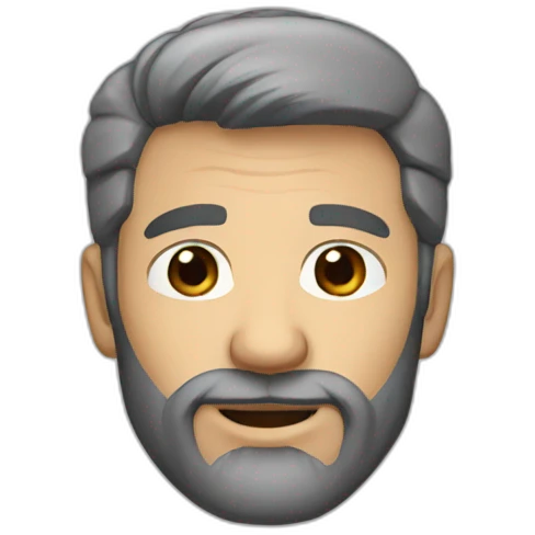 Man with dark gray hair, short beard, brown eyes emoji