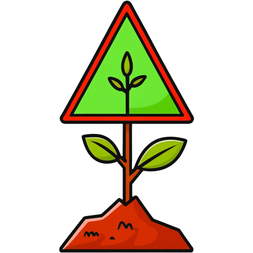 withered plant with red warning triangle, drought symbol emoji