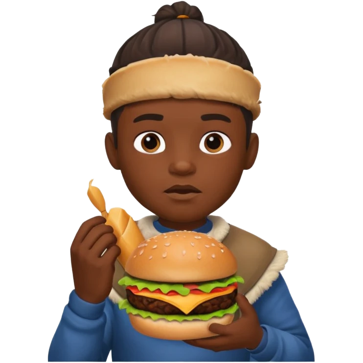 young black boy viking eating burger emoji