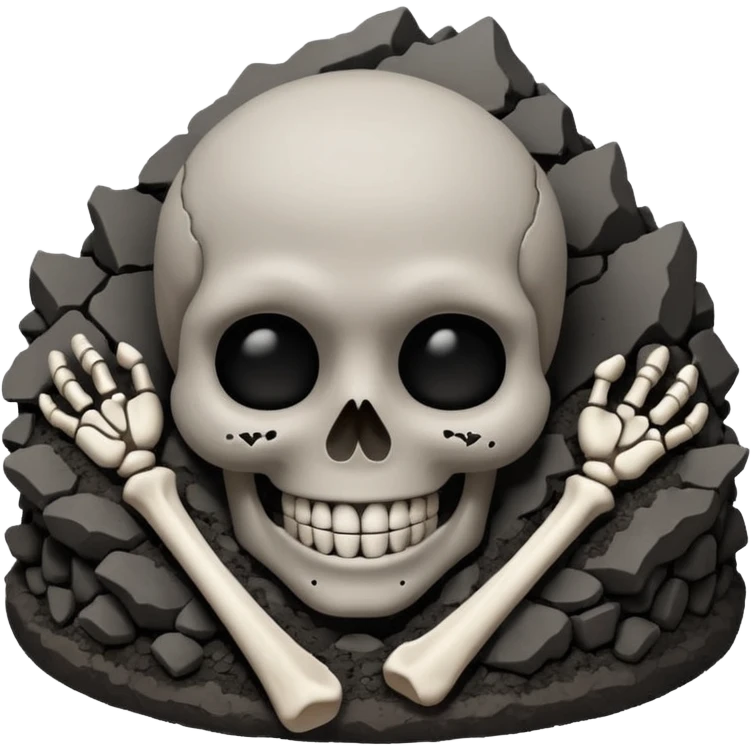 a pile of ashes with a skeletal smile emoji