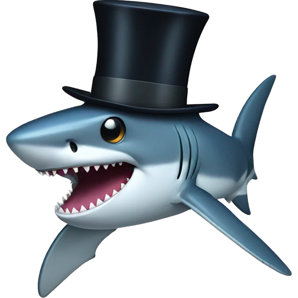 Shark with a top hat emoji