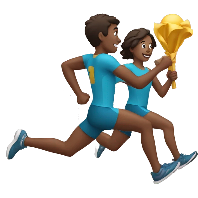 Passing the baton to another while running emoji