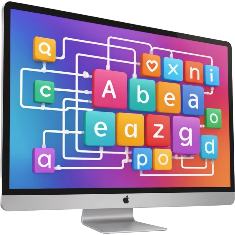 AI webflow on a computer - really complicated, sequences of squares connected to other squares, lines emoji