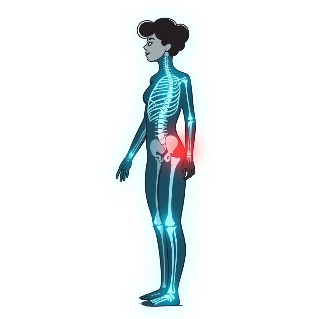 Medical illustration: glowing human body silhouette with highlighted joints, cool blue and green healing energy radiating outward, red inflammation areas being neutralized by blue light, clean clinical aesthetic, futuristic background emoji