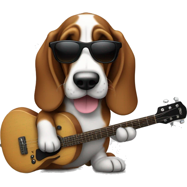basset hound with sunglasses and playing the guitar emoji