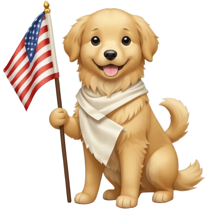 a full body of cute golden hold the flag emoji