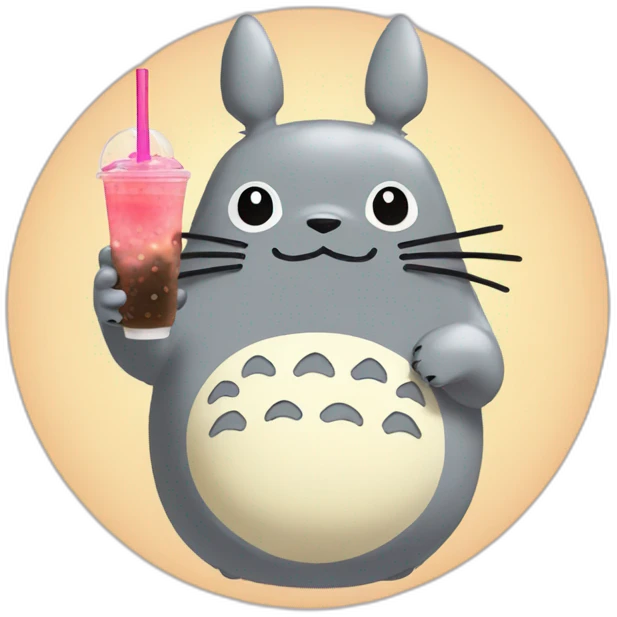 Totoro with bubble tea emoji