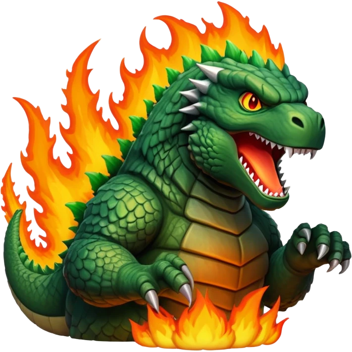 Godzilla roaring with flames emoji