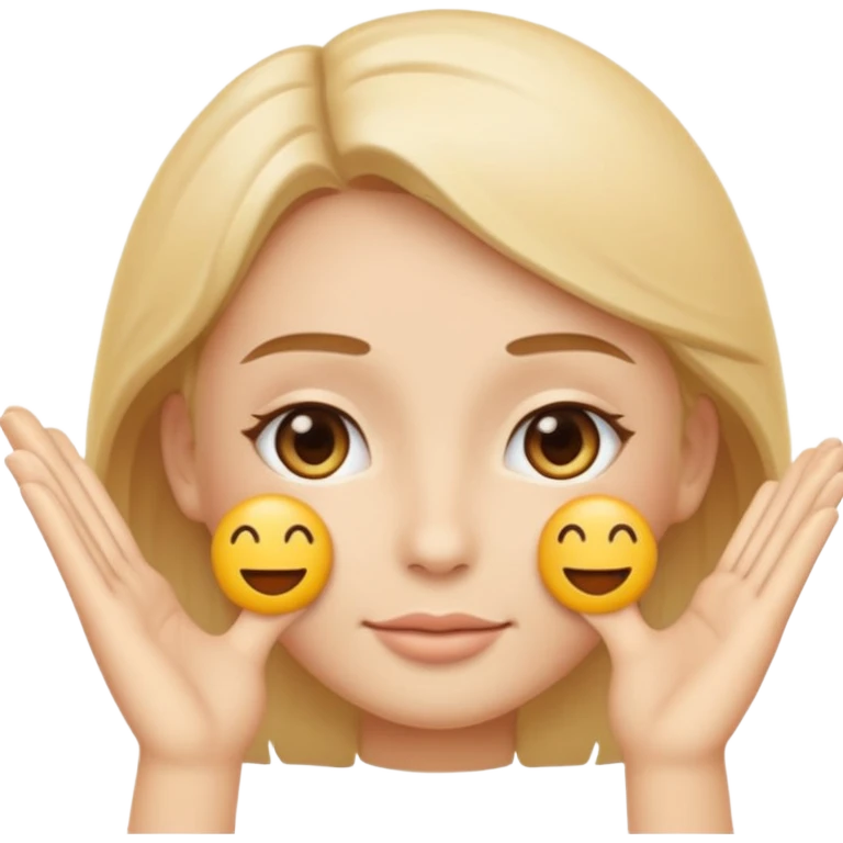 Minimal emoji representing reduced facial puffiness, soft hand gesture shaping the face contour, balanced and natural appearance, wellness-focused, simple and easy to understand
 emoji