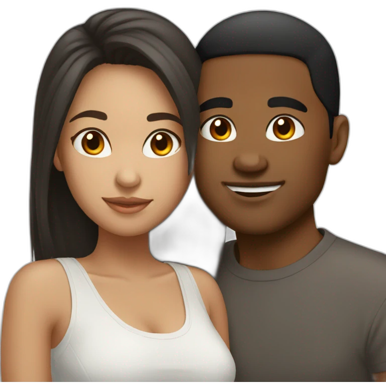mixed race couple black and asian emoji