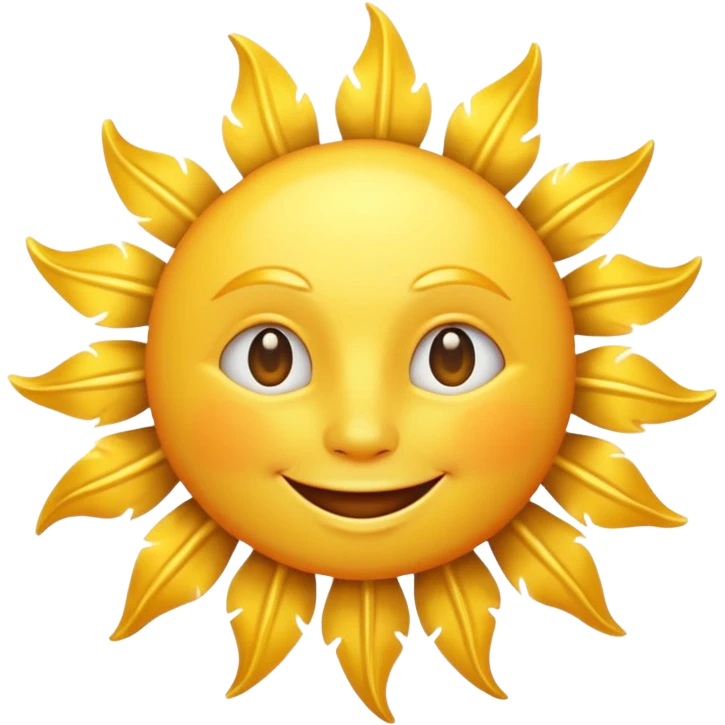 A smiling sun emoji, bright yellow with rays, simple and cheerful. emoji