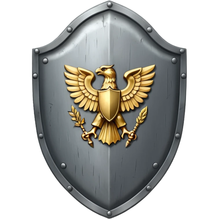 a steel shield with engraved roman letter for new—looks battle worn emoji